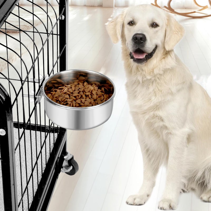 Reshiho Dog Bowl Stainless Steel Pet Hanging Food Water Bowl Cage Feeding Cup Feeder for Dogs Cats Rabbits Birds Small Animal (Large) - Image 4